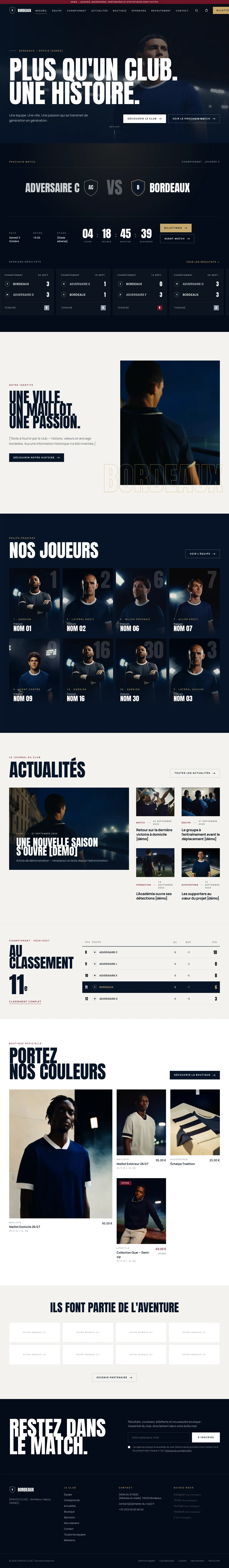 Page d'accueil complète du site Kodo Elite — démo « Bordeaux »
