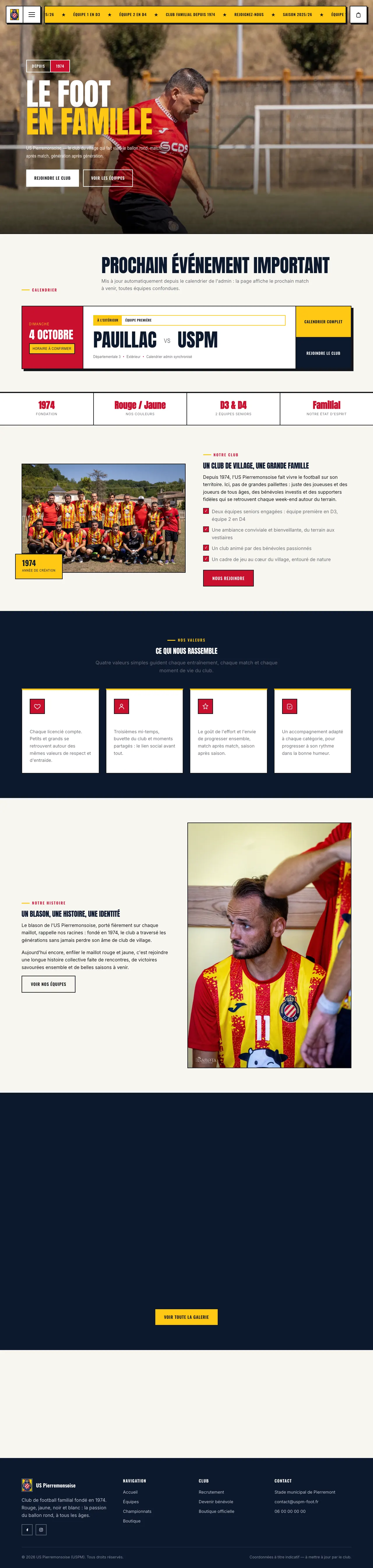 Page d'accueil complète du site US Pierremonsoise